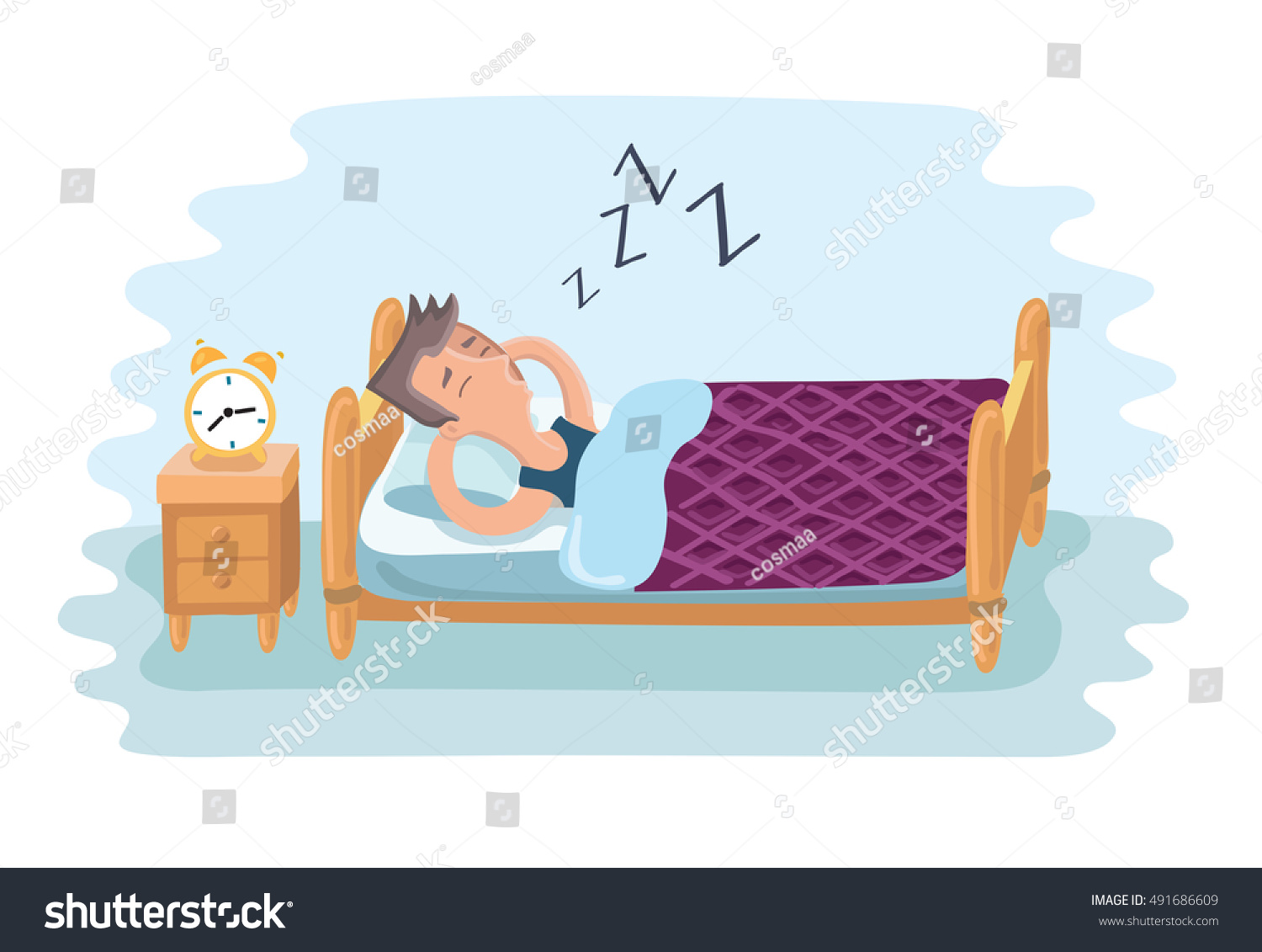 Vector Cartoon Illustration Tired Man Sleeping Stock Vector (Royalty ...
