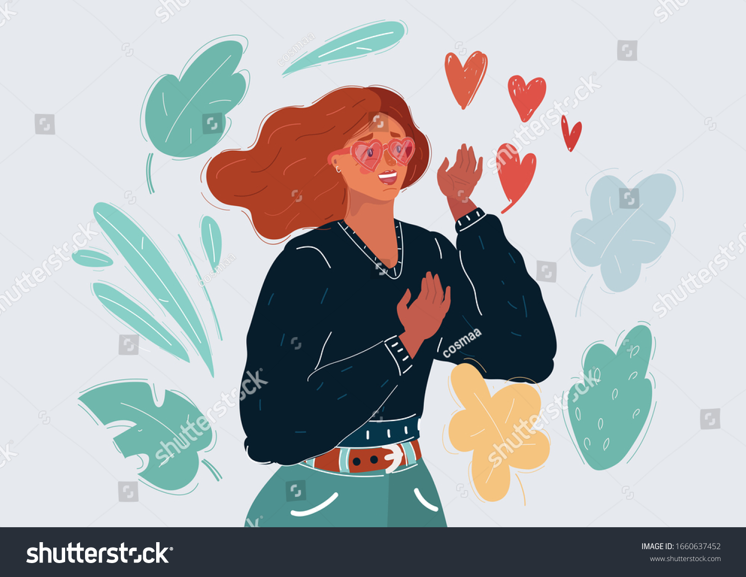 Vector Cartoon Illustration Woman Falling Love Stock Vector Royalty Free