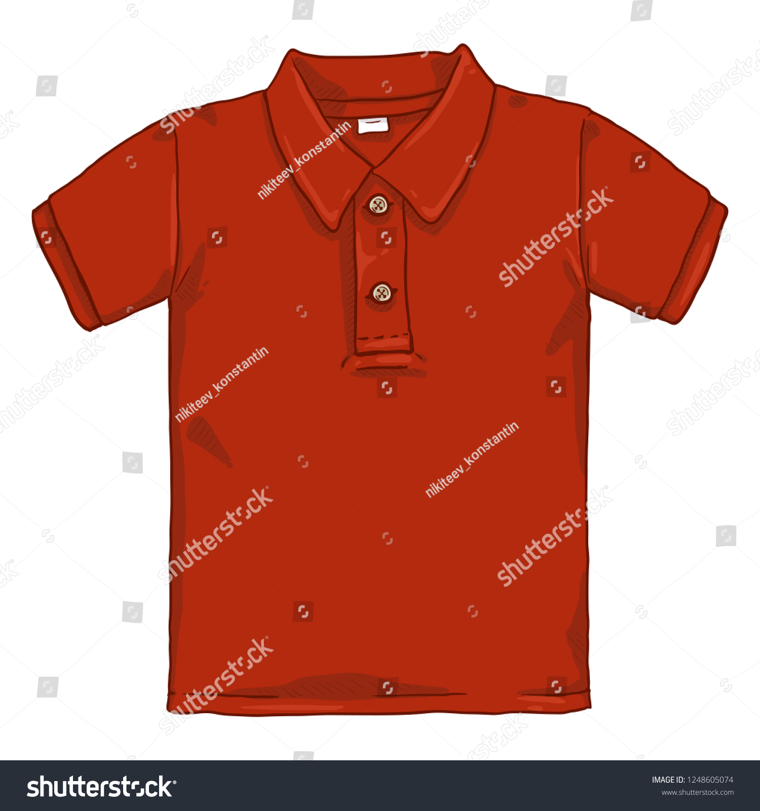 Vector Cartoon Illustration Red Polo Shirt Stock Vector (royalty Free 