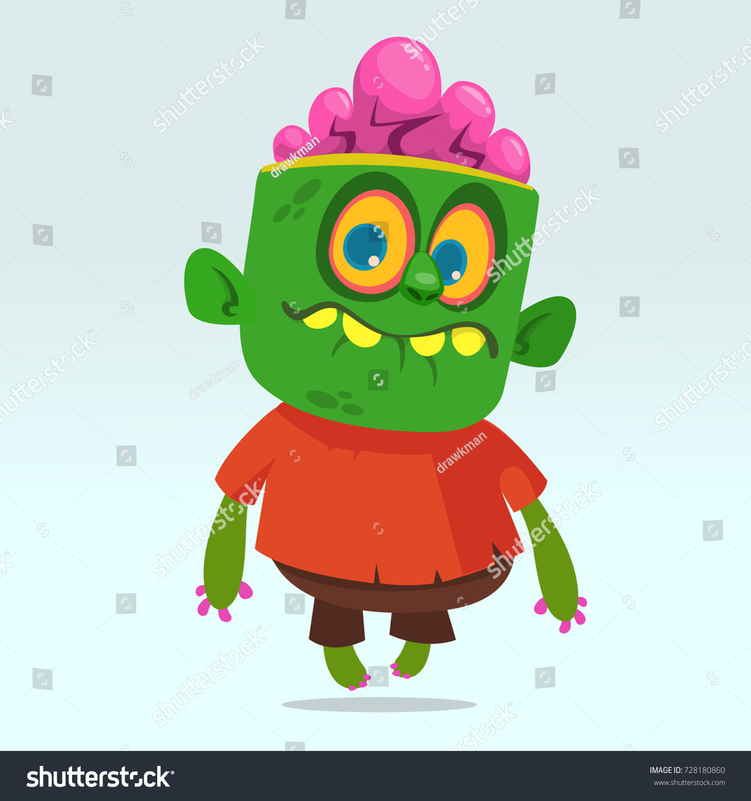 Vector Cartoon Image Funny Green Zombie Stock Vector Royalty Free