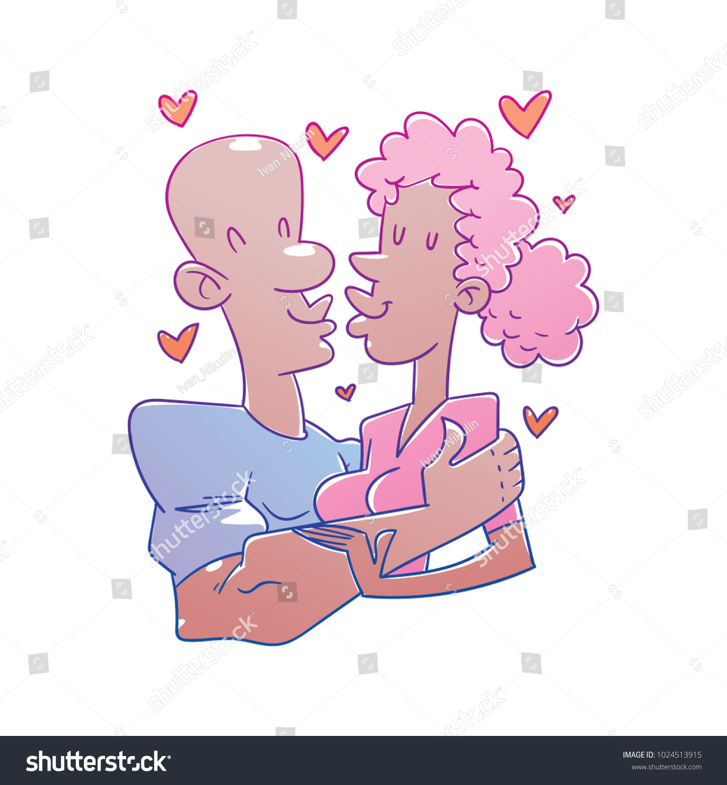 Vector Cartoon Image Loving Couple Black Stock Vector Royalty