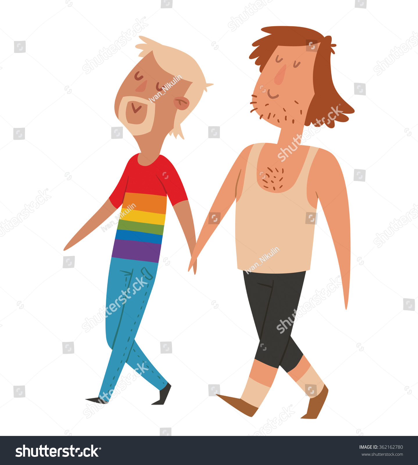 Vector Cartoon Image Homosexual Couple Two Stock Vector