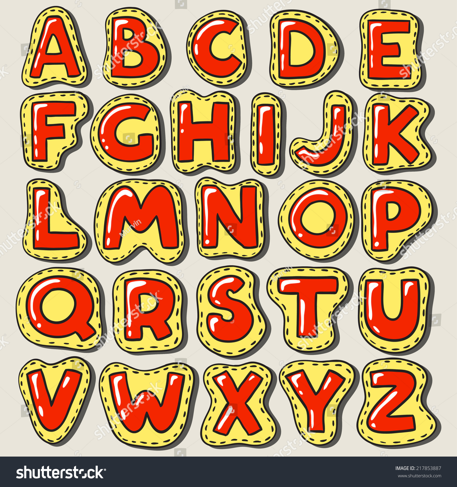 Vector Cartoon Isolated Alphabet Sticker Set Stock Vector (Royalty Free ...