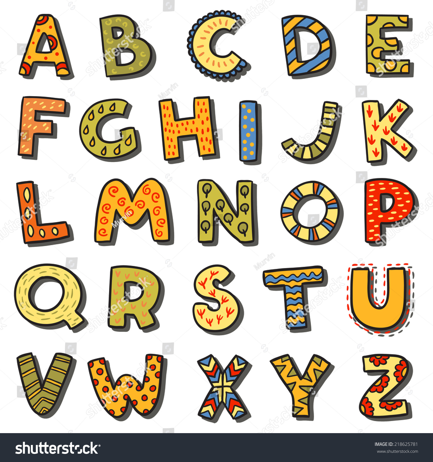 Vector Cartoon Isolated Alphabet Sticker Set. Alphabet Can Be Used For ...