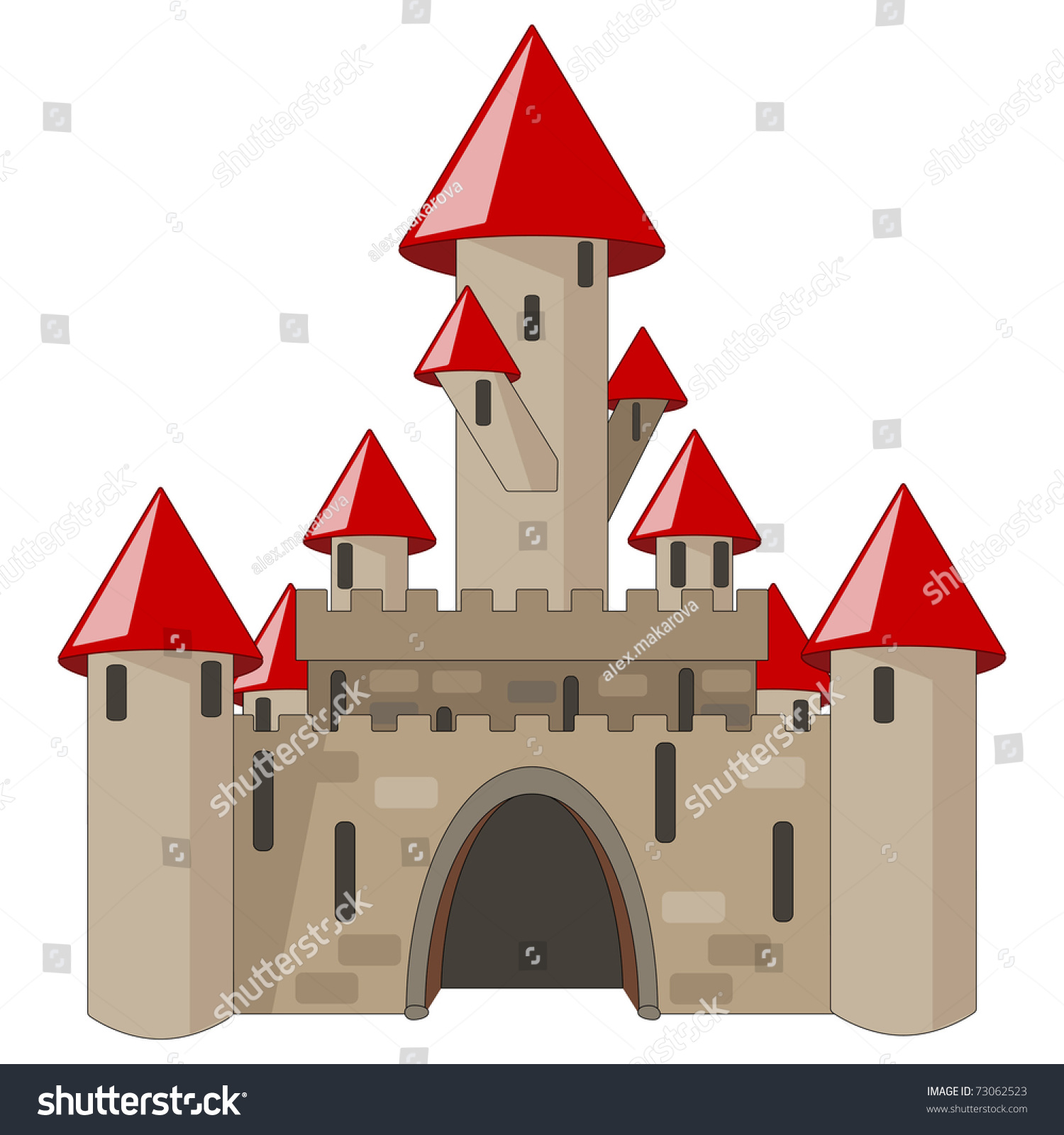 Vector Cartoon Medieval Castle Isolated On White - 73062523 : Shutterstock