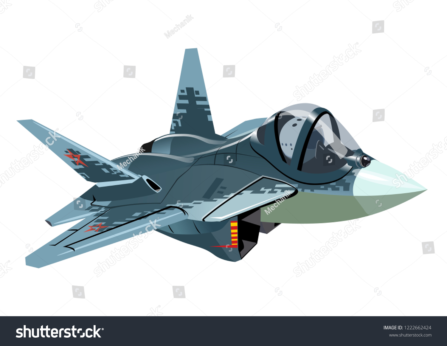 Vector Cartoon Military Stealth Jet Fighter Stock Vector (Royalty Free ...