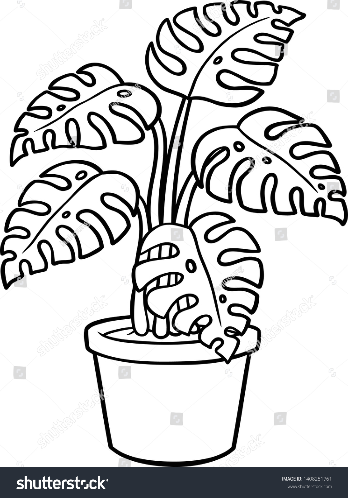 Vector Cartoon Monstera Deliciosa Plant On Stock Vector (Royalty Free ...