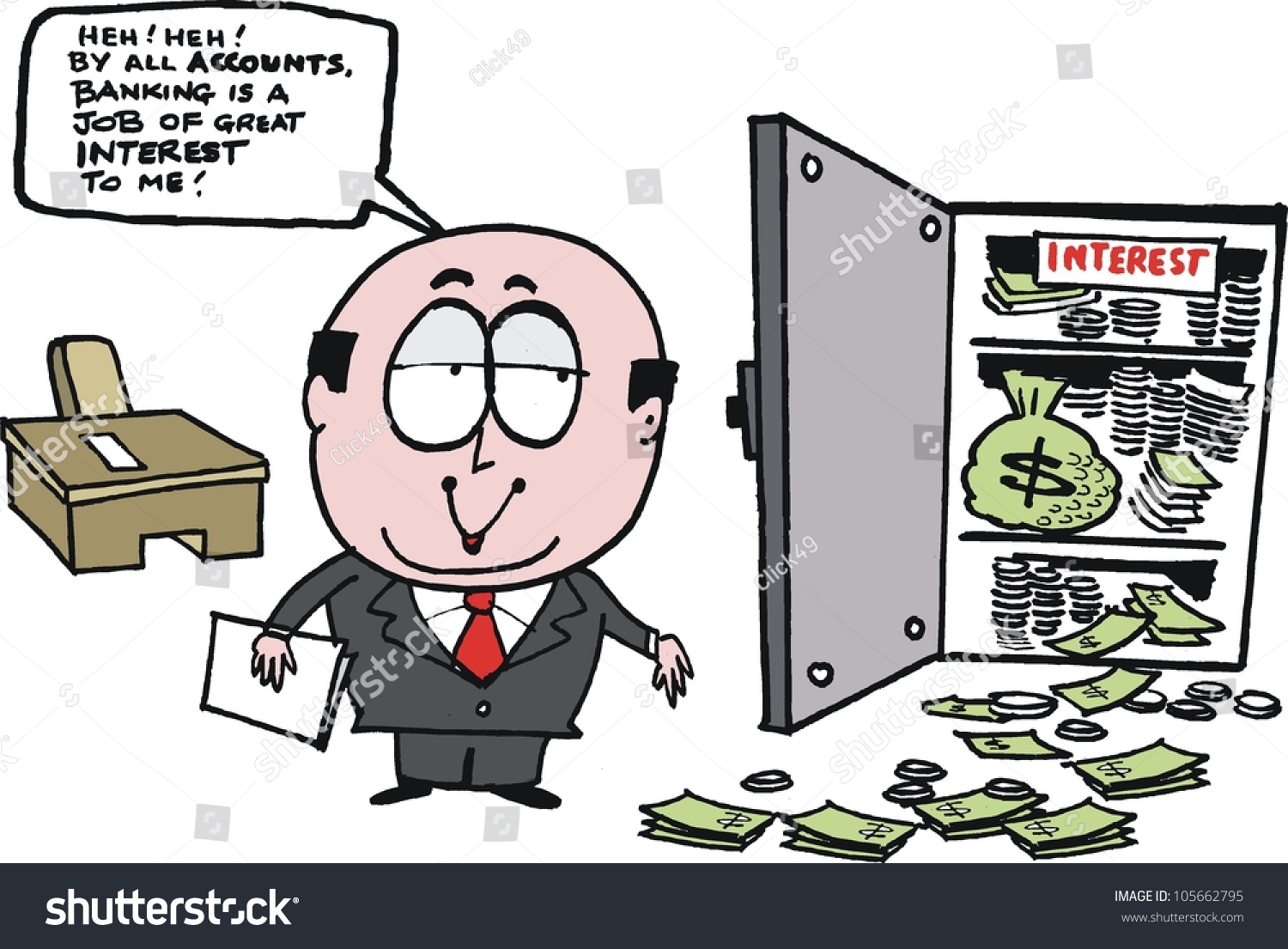 Vector Cartoon Bank Manager Safe Full Stock Vector 105662795 Shutterstock   Stock Vector Vector Cartoon Of Bank Manager With Safe Full Of Money 105662795 