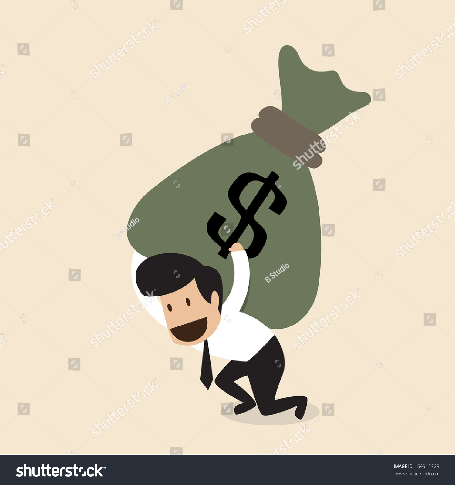 Vector Cartoon Businessman Carry Huge Money Stock Vector 159912323 ...