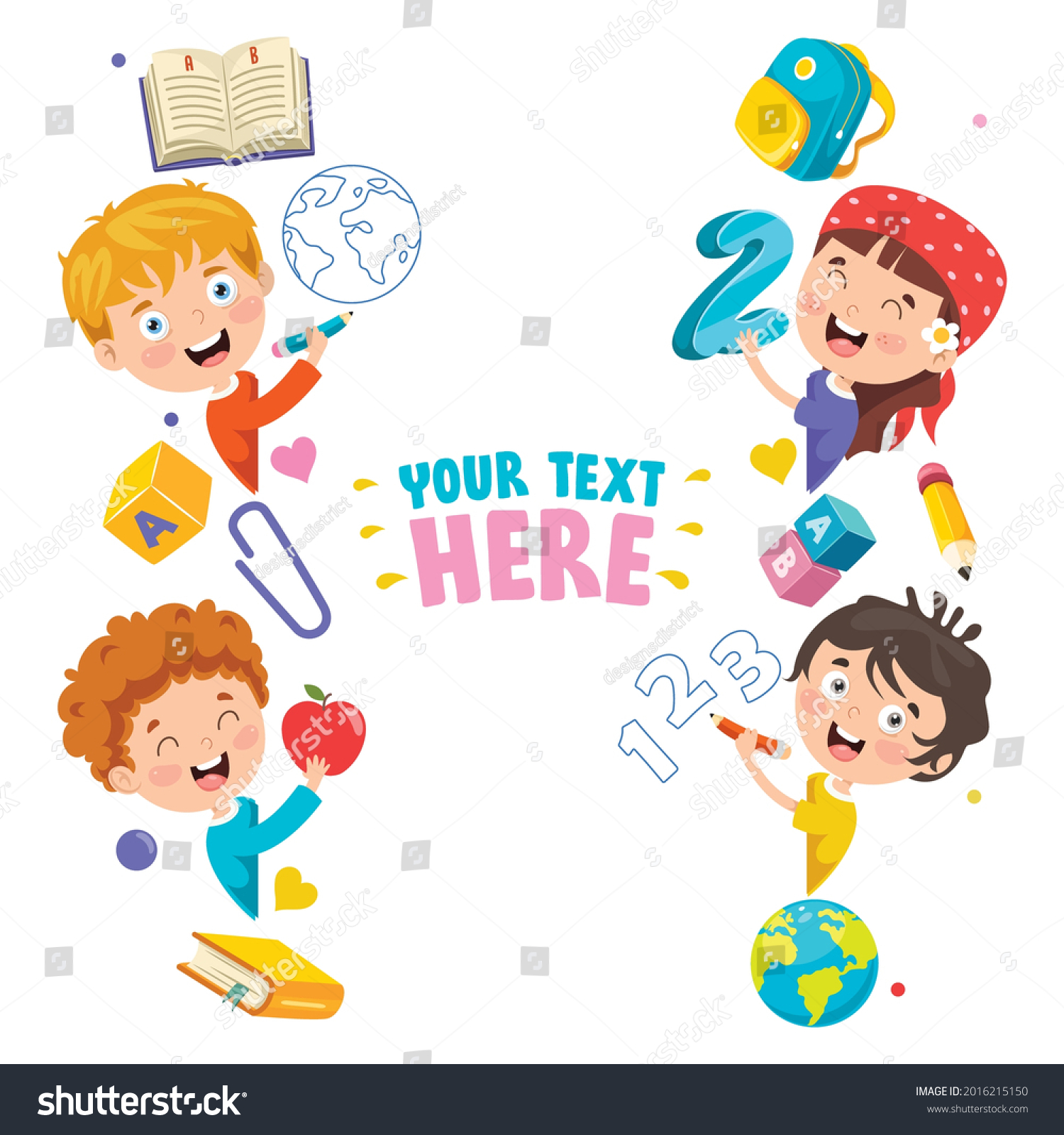 Vector Cartoon Cute Kids Frame Individually Stock Vector (Royalty Free ...