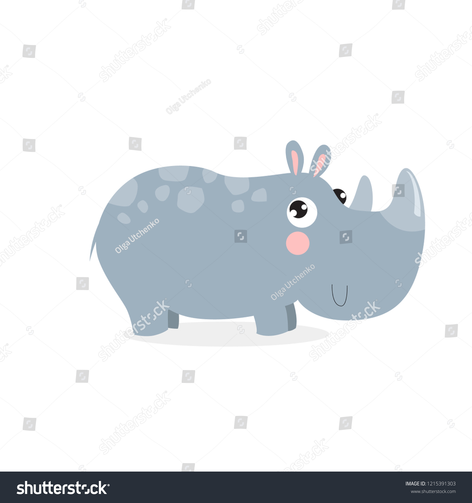 Vector Cartoon Rhinoceros Little Rhino Stock Vector (Royalty Free ...