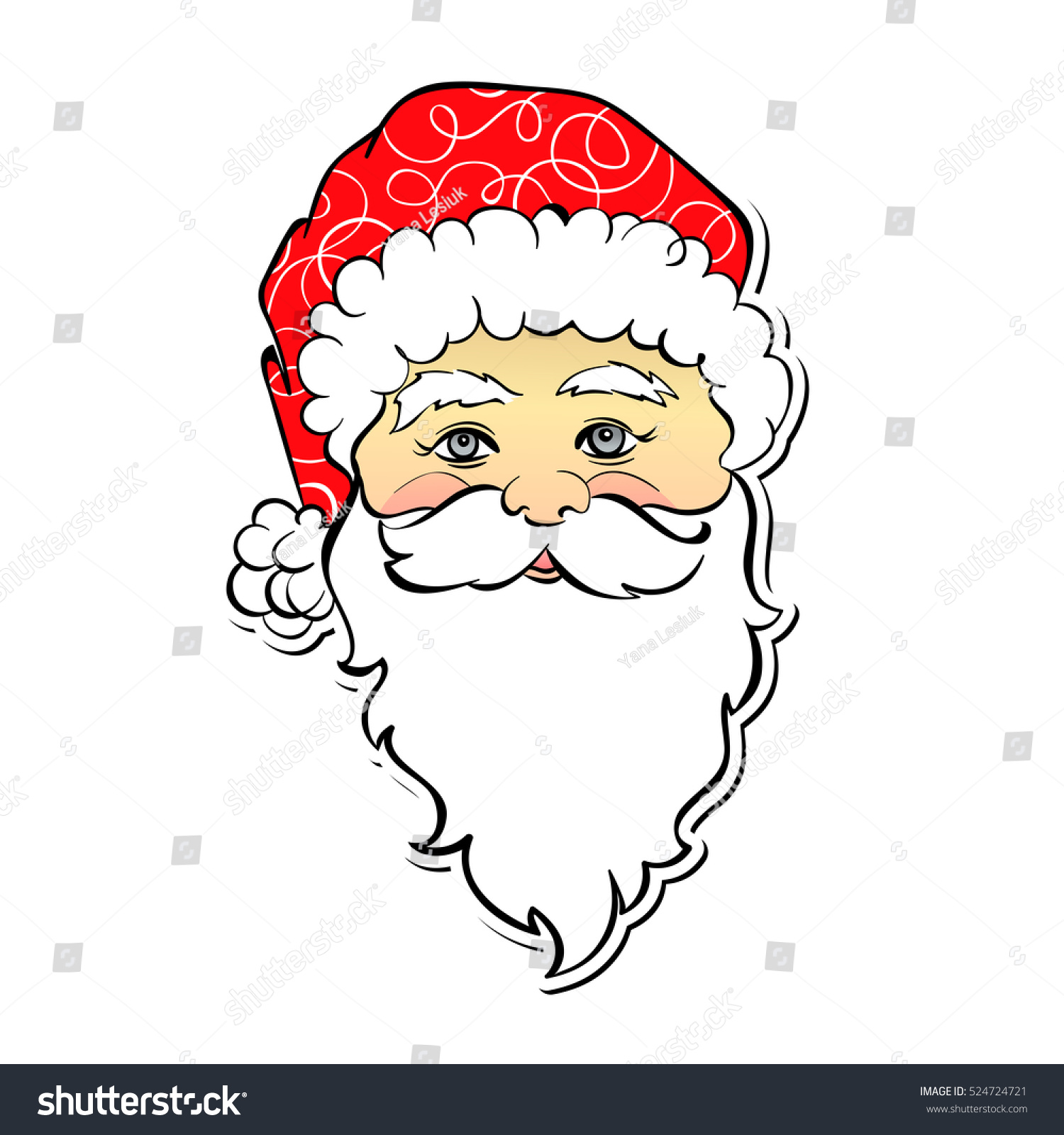 Vector cartoon Santa Claus Cute personage Christmas symbol Element for holiday design isolated