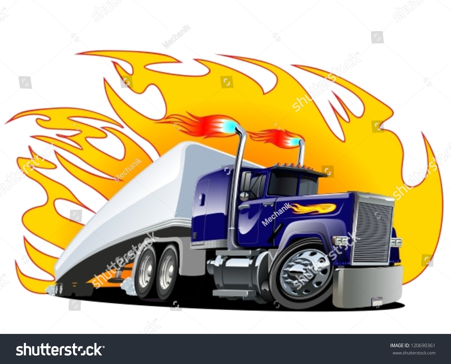 Vector Cartoon Semi Truck. One-Click Repaint - 120690361 : Shutterstock