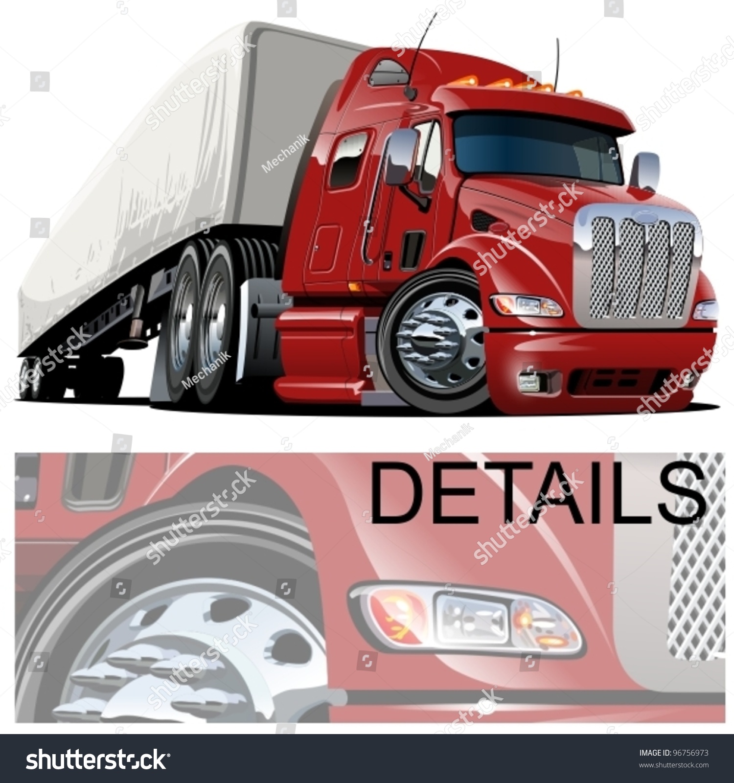 Vector Cartoon Semi Truck Oneclick Repaint Stock Vector (Royalty Free ...