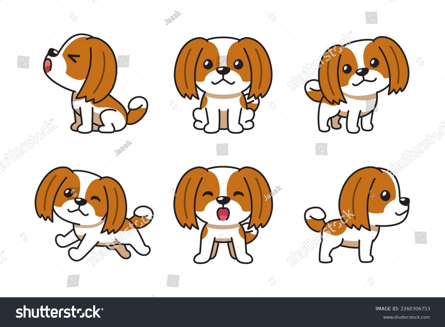 SVG of Vector cartoon set of shih tzu dog for design. svg