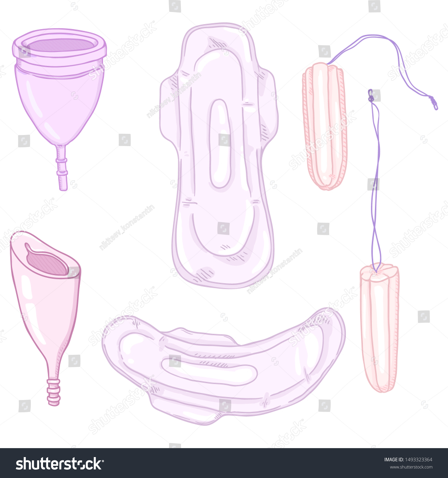 Vector Cartoon Set Women Intimate Hygiene Stock Vector Royalty Free 1493323364 Shutterstock 1234