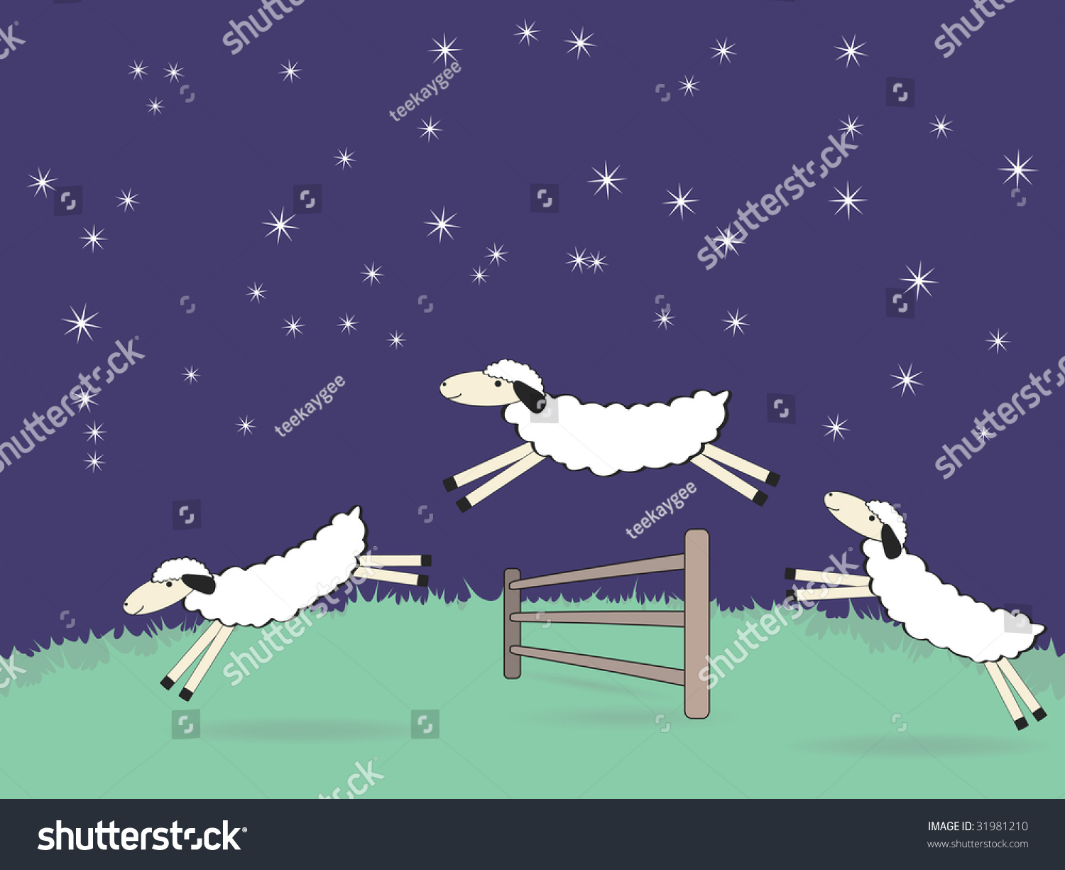 Vector Cartoon Sheep Jumping Over Fence Stock Vector 31981210 ...