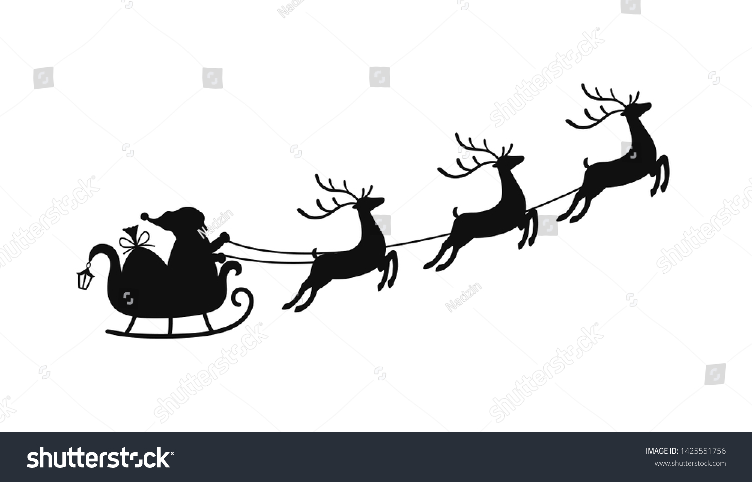 Vector Cartoon Sleigh Bag Gifts Reindeers Stock Vector (Royalty Free ...