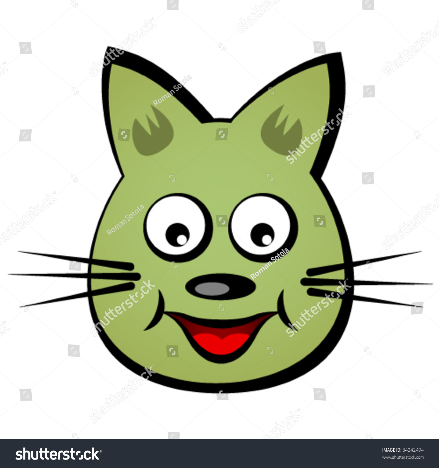 Vector Cartoon Smiling Face Cat - 84242494 : Shutterstock