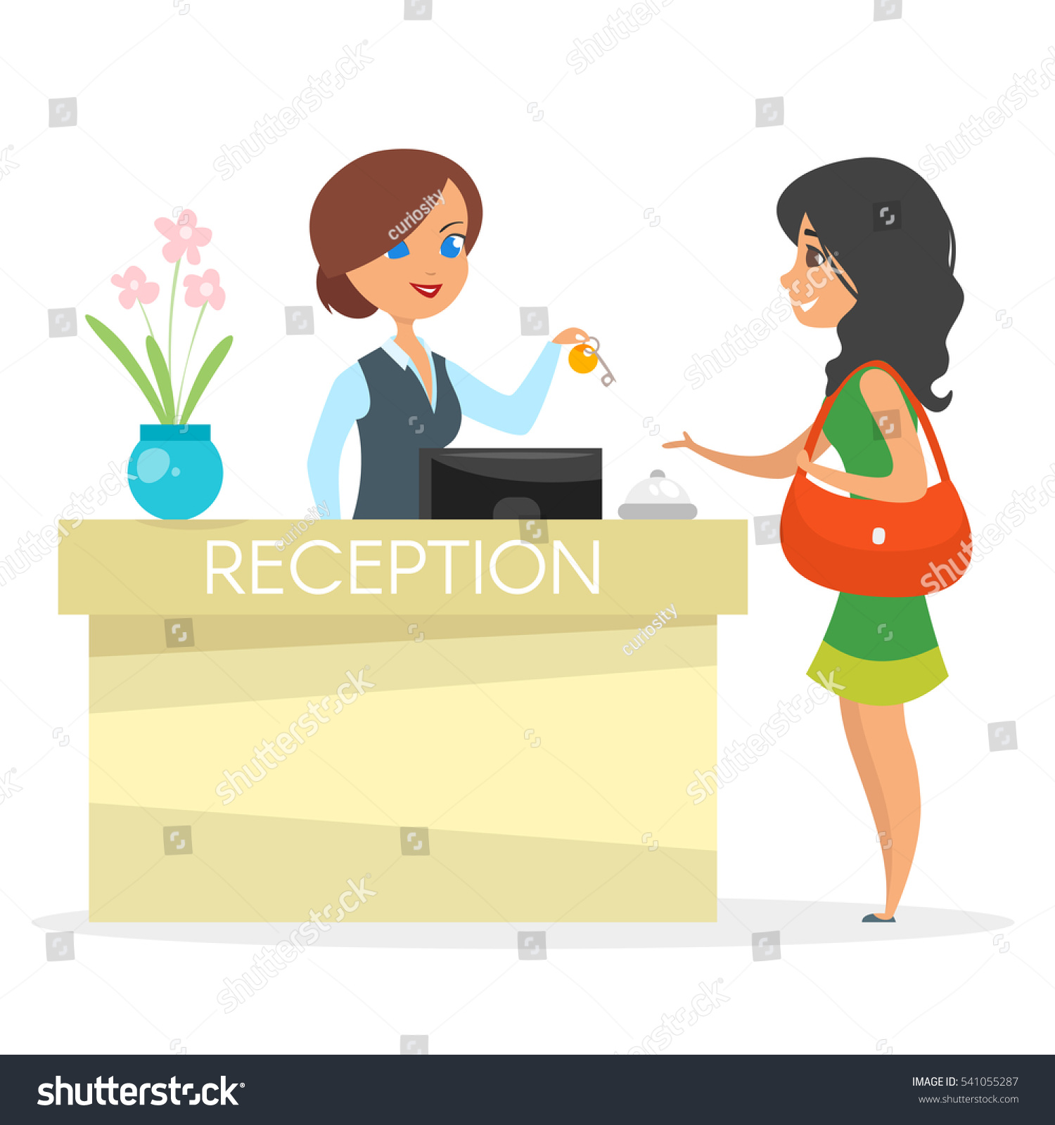 Vector Cartoon Style Illustration Hotel Reception Stock Vector Royalty Free 541055287