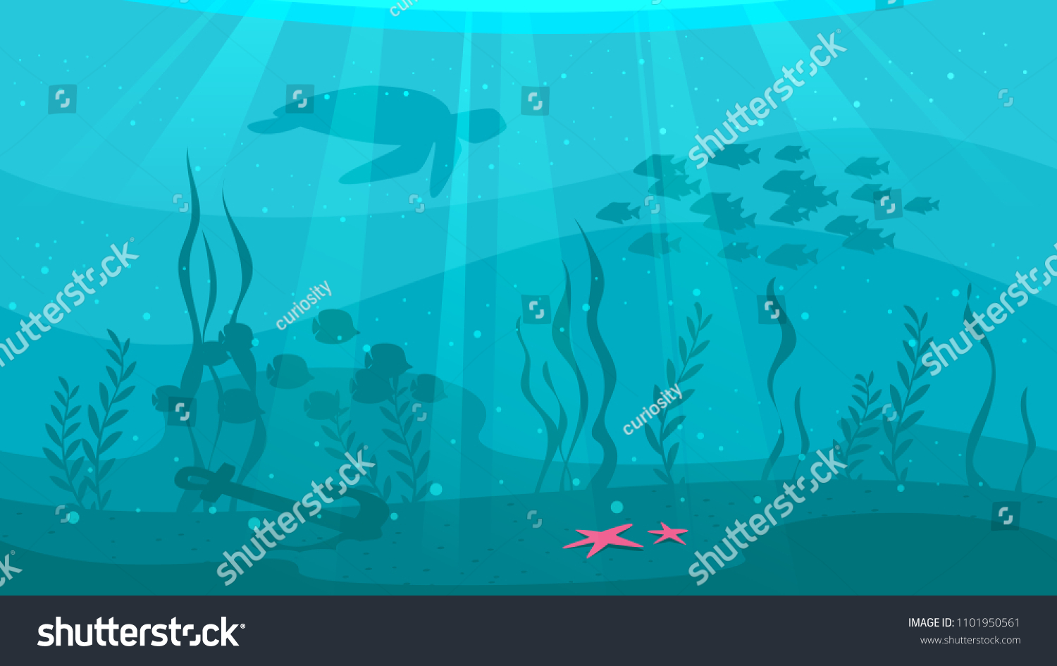 Vector Cartoon Style Underwater Background Sea Stock Vector (Royalty ...