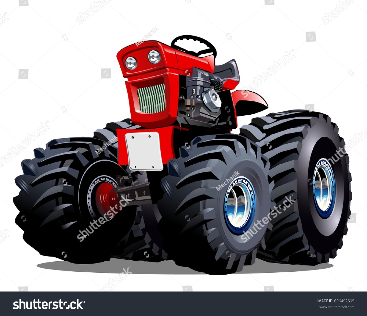 Vector Cartoon Tractor Available EPS 10 Vector 스톡 벡터(사용료 없음) 696492595