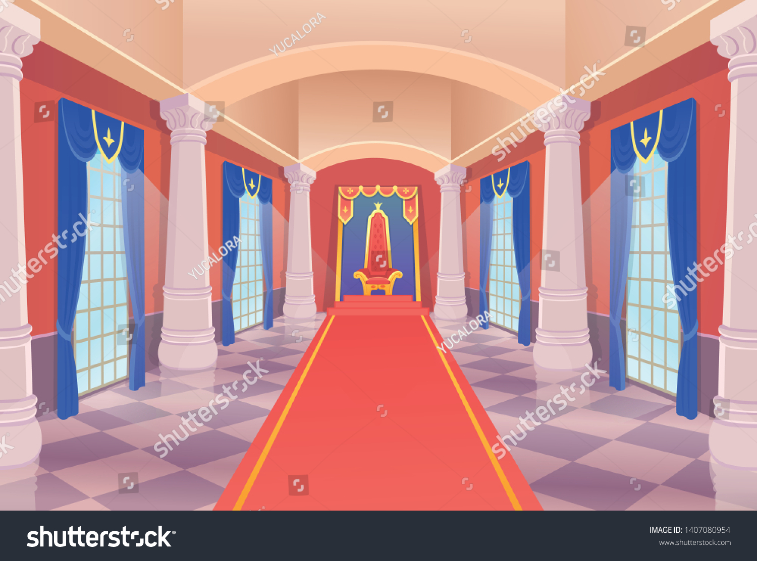 Vector Castle Hall King Throne Windows Stock Vector (royalty Free 