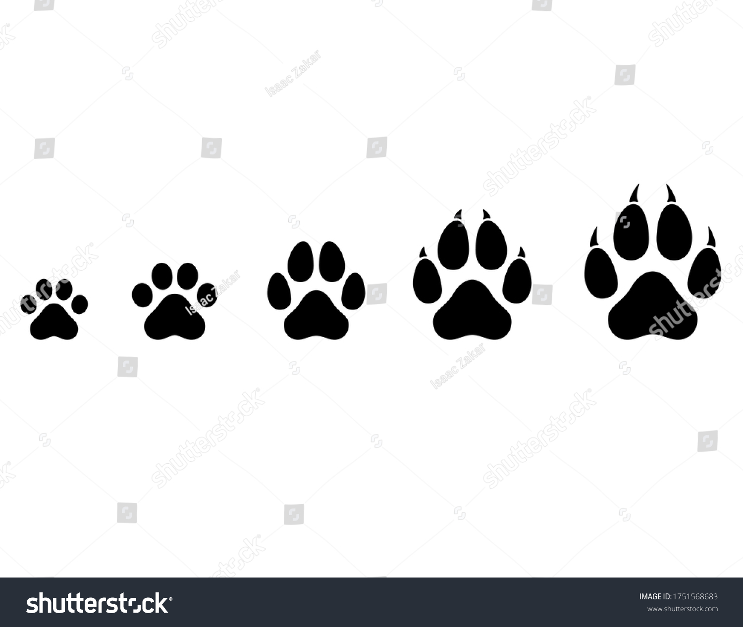 SVG of Vector cat and dog paws of different sizes svg