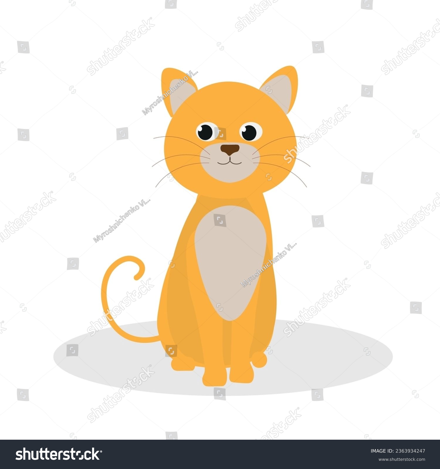 SVG of Vector cat icon. Cute cat is sitting. Vector flat illustration. Suitable for animation, using in web, apps, books, education projects. No transparency, solid colors only. Svg, lottie without bags. svg
