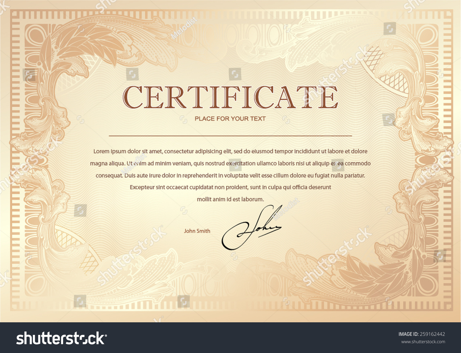 Vector Certificate Stock Vector (Royalty Free) 259162442 - Shutterstock