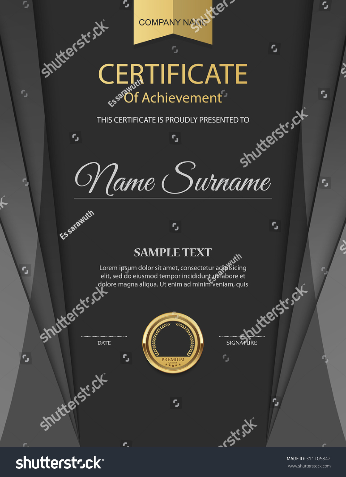 Vector Certificate Template Stock Vector (Royalty Free) 311106842