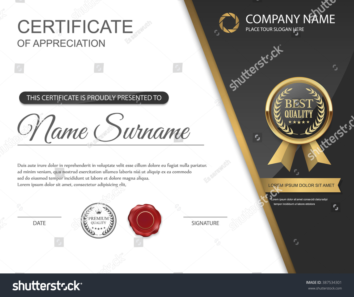 Vector Certificate Template Stock Vector (Royalty Free) 387534301