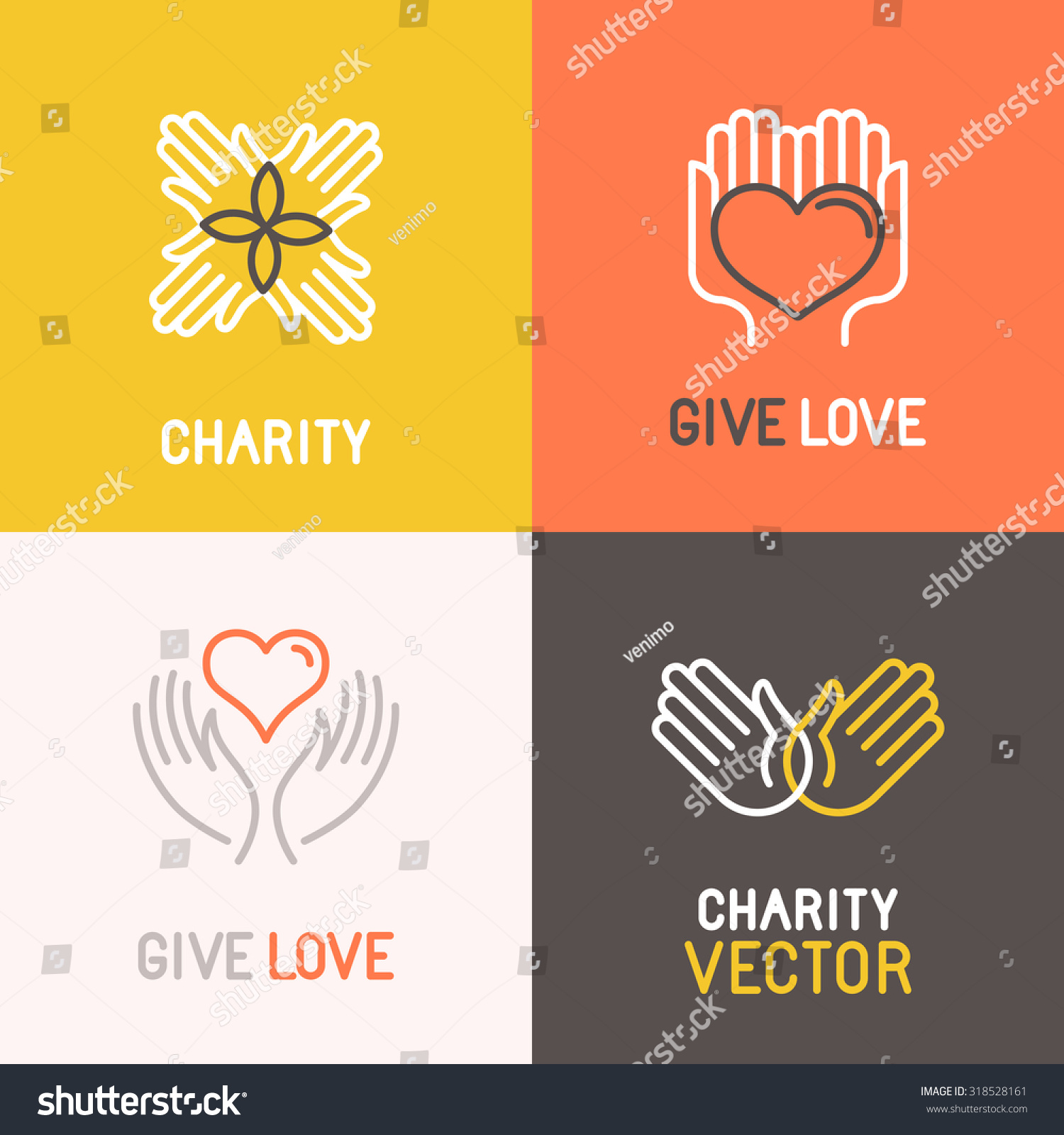 Vector Charity Volunteer Concepts Logo Design Stock Vector 318528161 ...