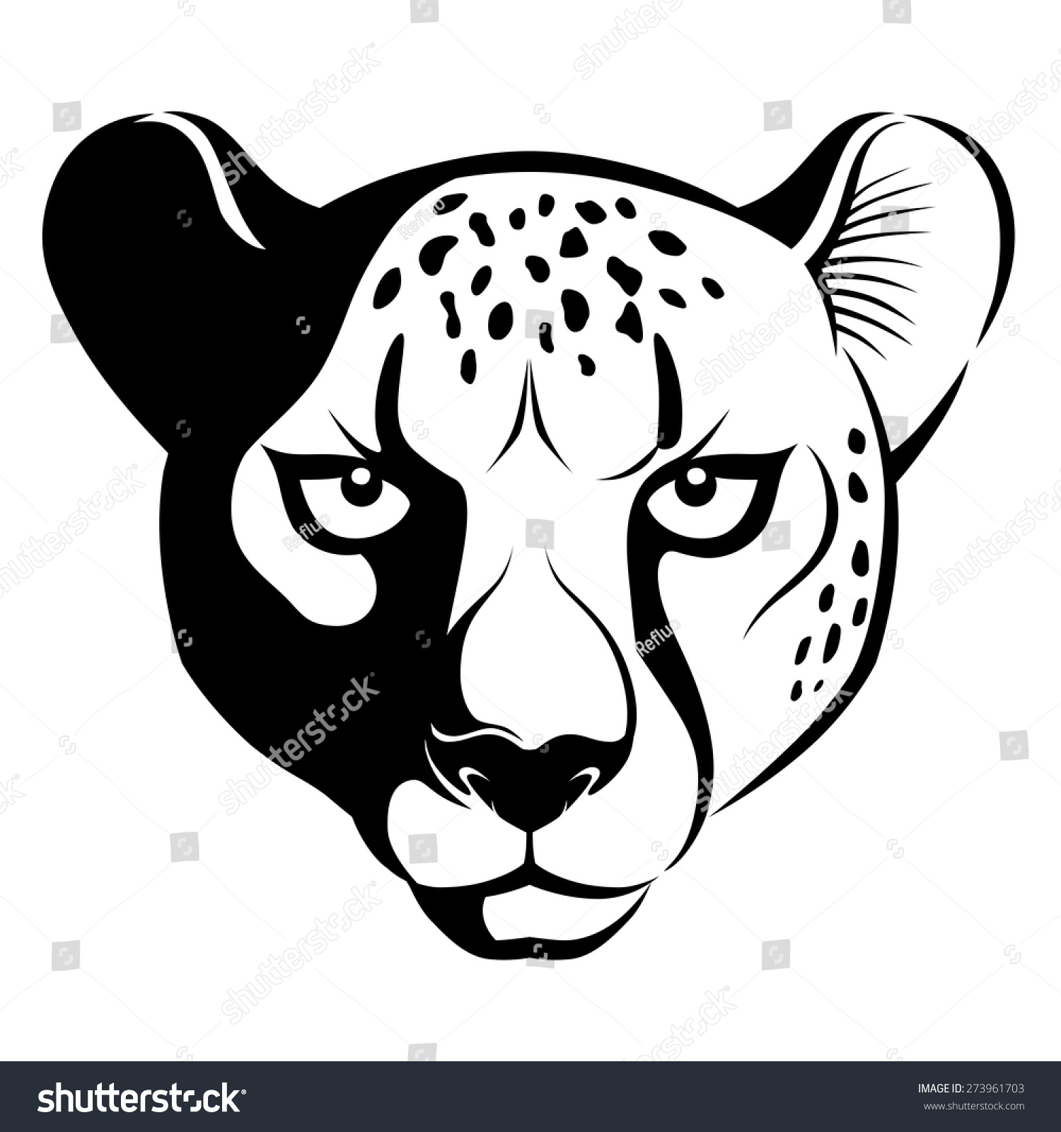 Vector Cheetah Face Isolated On The White Background. - 273961703 ...