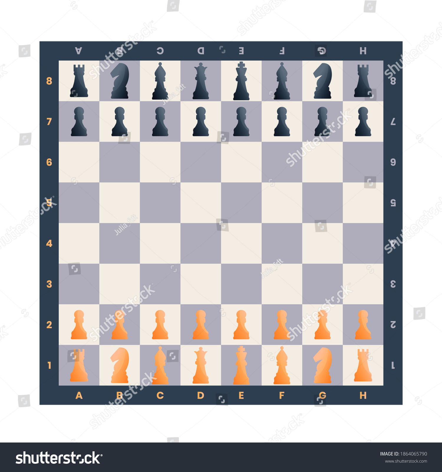 SVG of Vector chessboard with chess pieces, illustration of chess board and chessmen isolated on white background svg