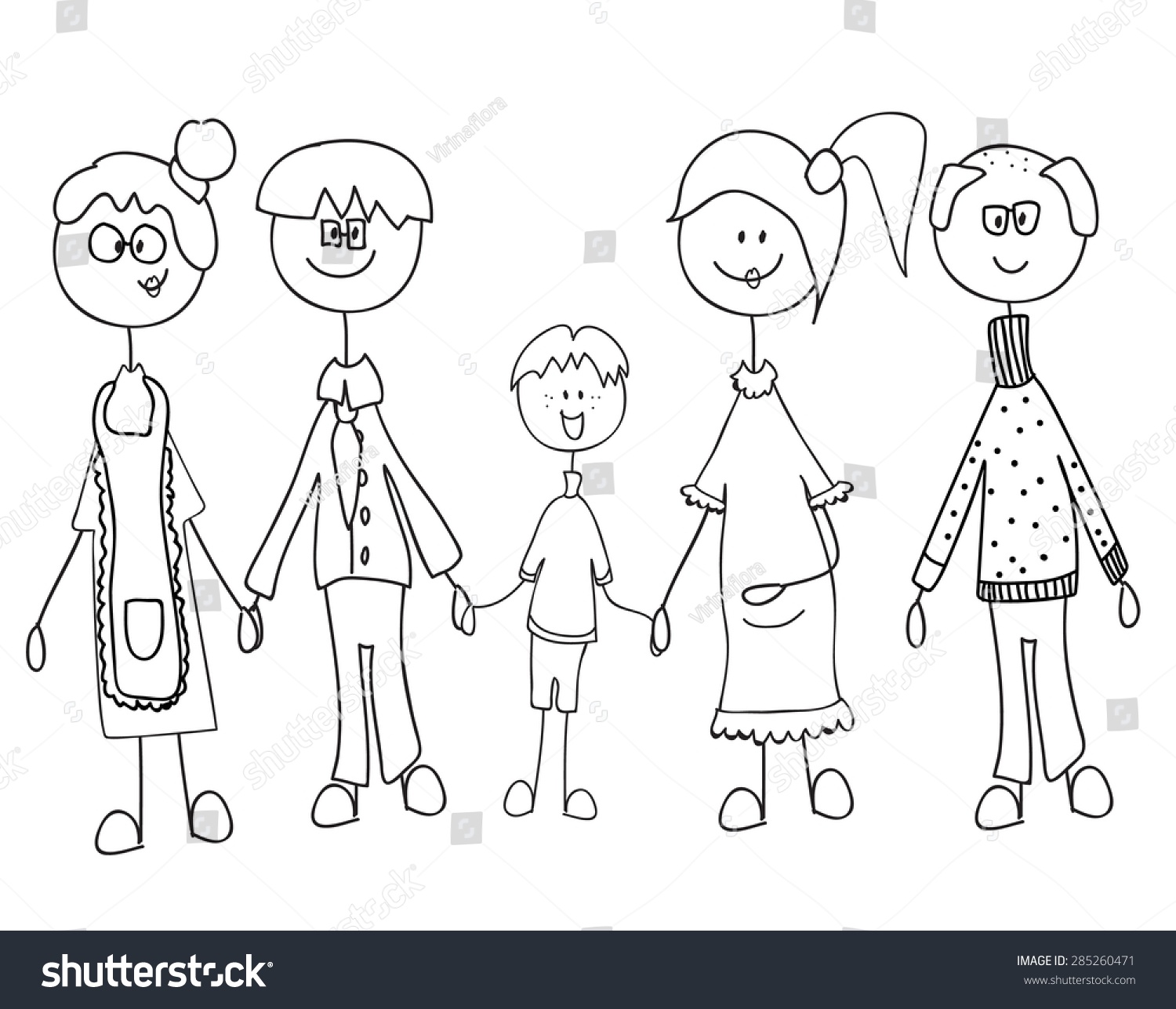 Vector Childrens Doodle Happy Family Stock Vector 285260471 - Shutterstock