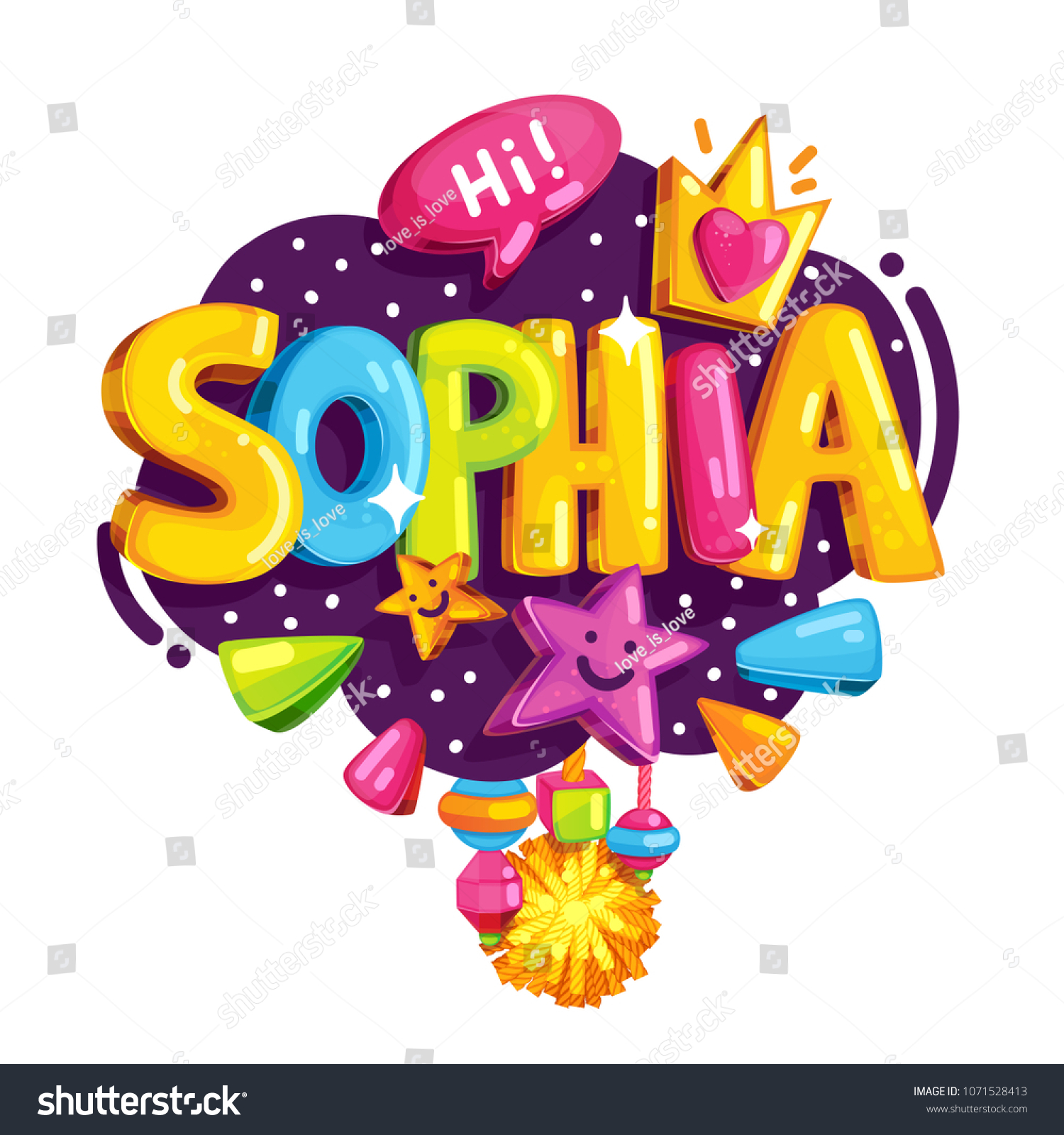 Vector Childrens Emblem Sophia Name Illustration Stock Vector (Royalty ...