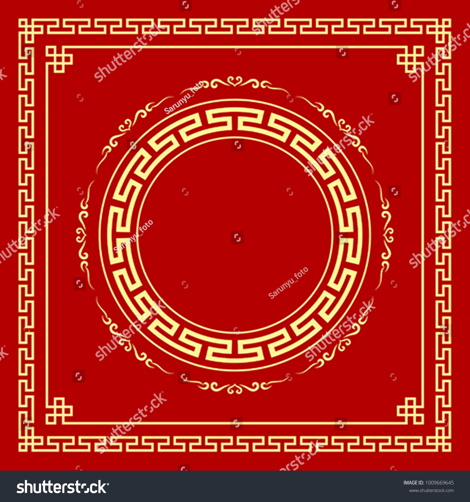 赤い背景にベクター画像の中国のフレームスタイルデザイン イラスト のベクター画像素材 ロイヤリティフリー