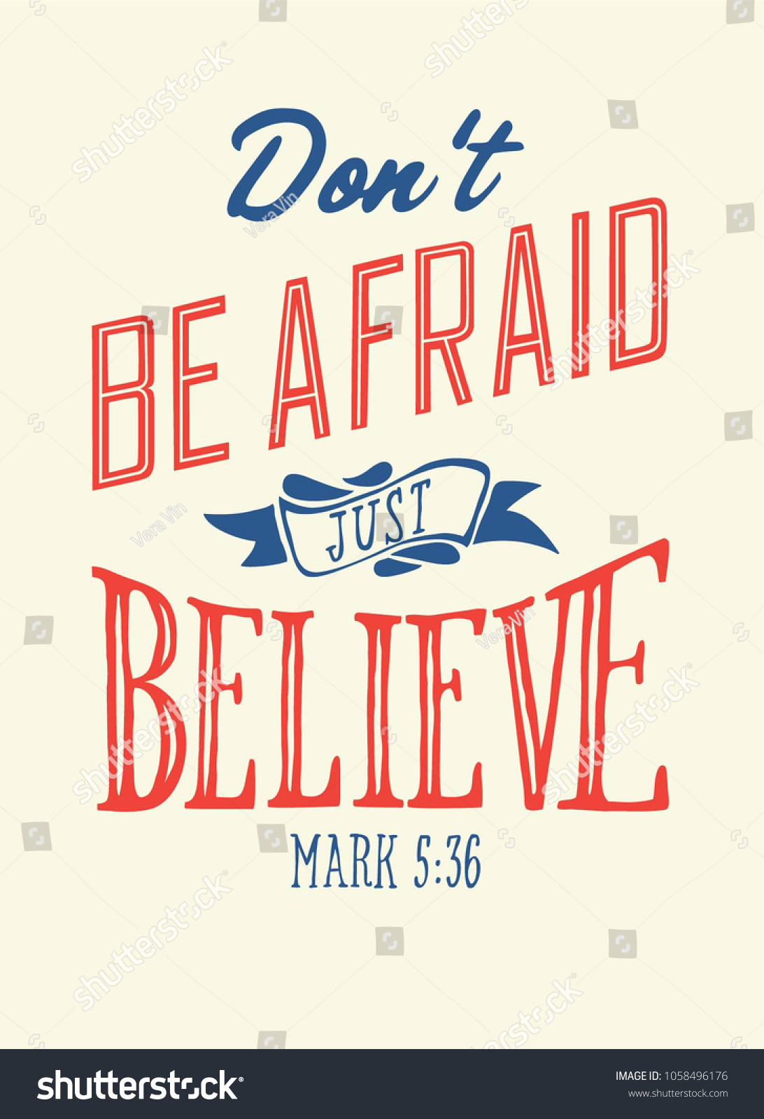 Vector Christian Lettering Dont Be Afraid Stock Vector Royalty Free