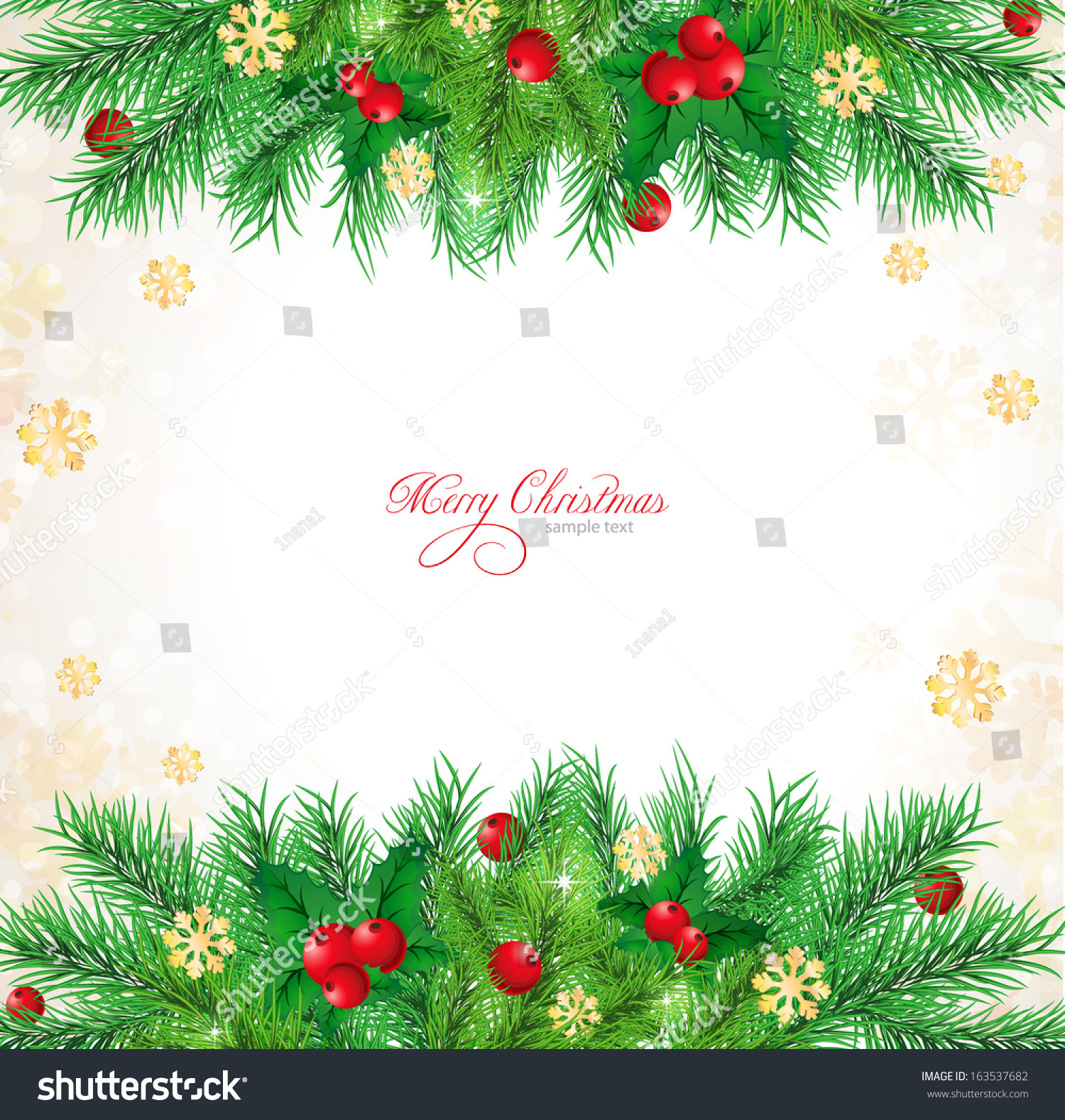 Vector Christmas Background With Decorated Christmas Tree On Shiny