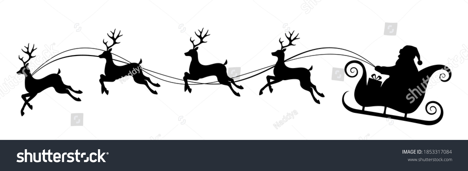 Vector Christmas Black White Illustration Santa Stock Vector (Royalty ...