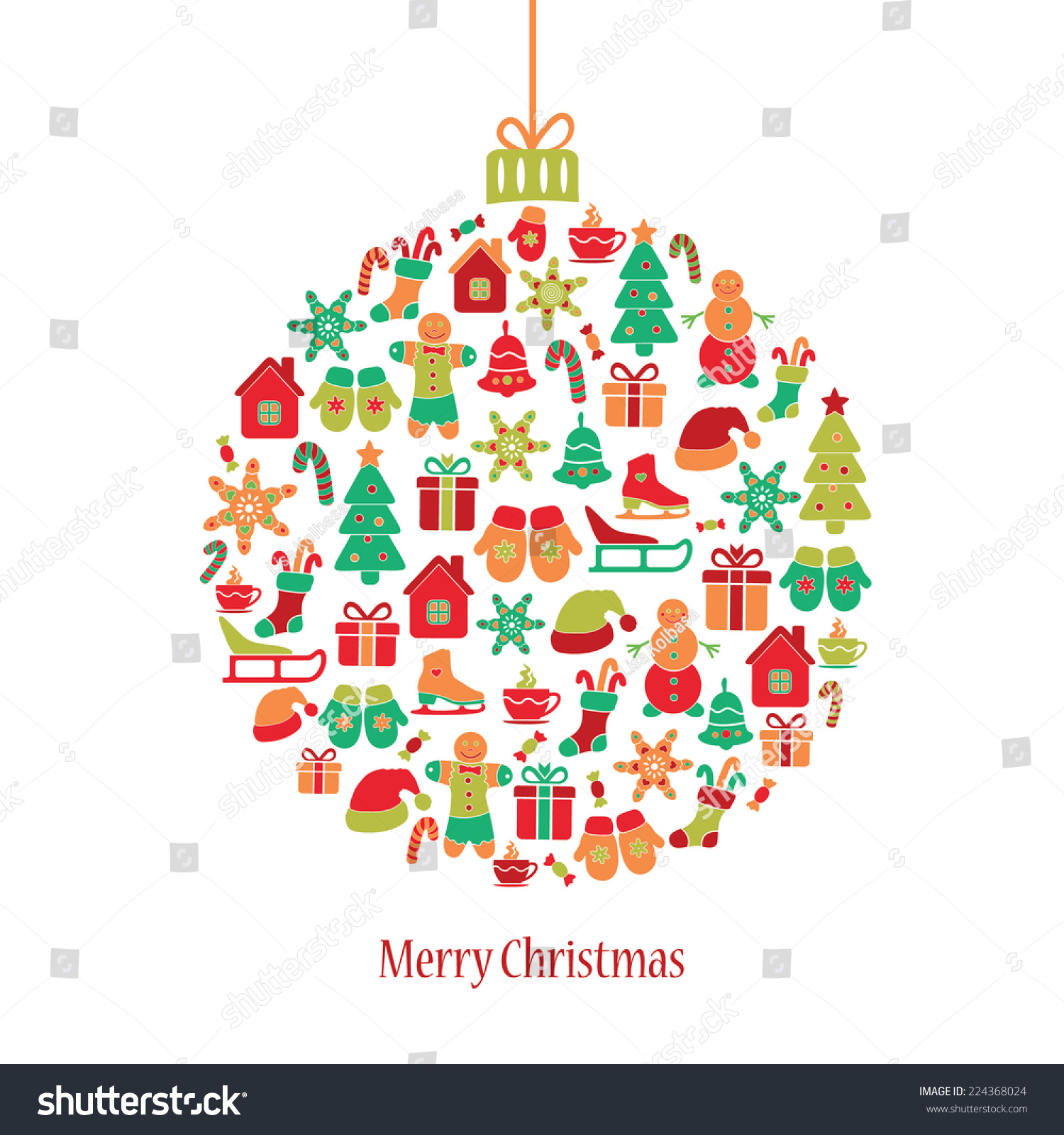 Vector Christmas Card - 224368024 : Shutterstock