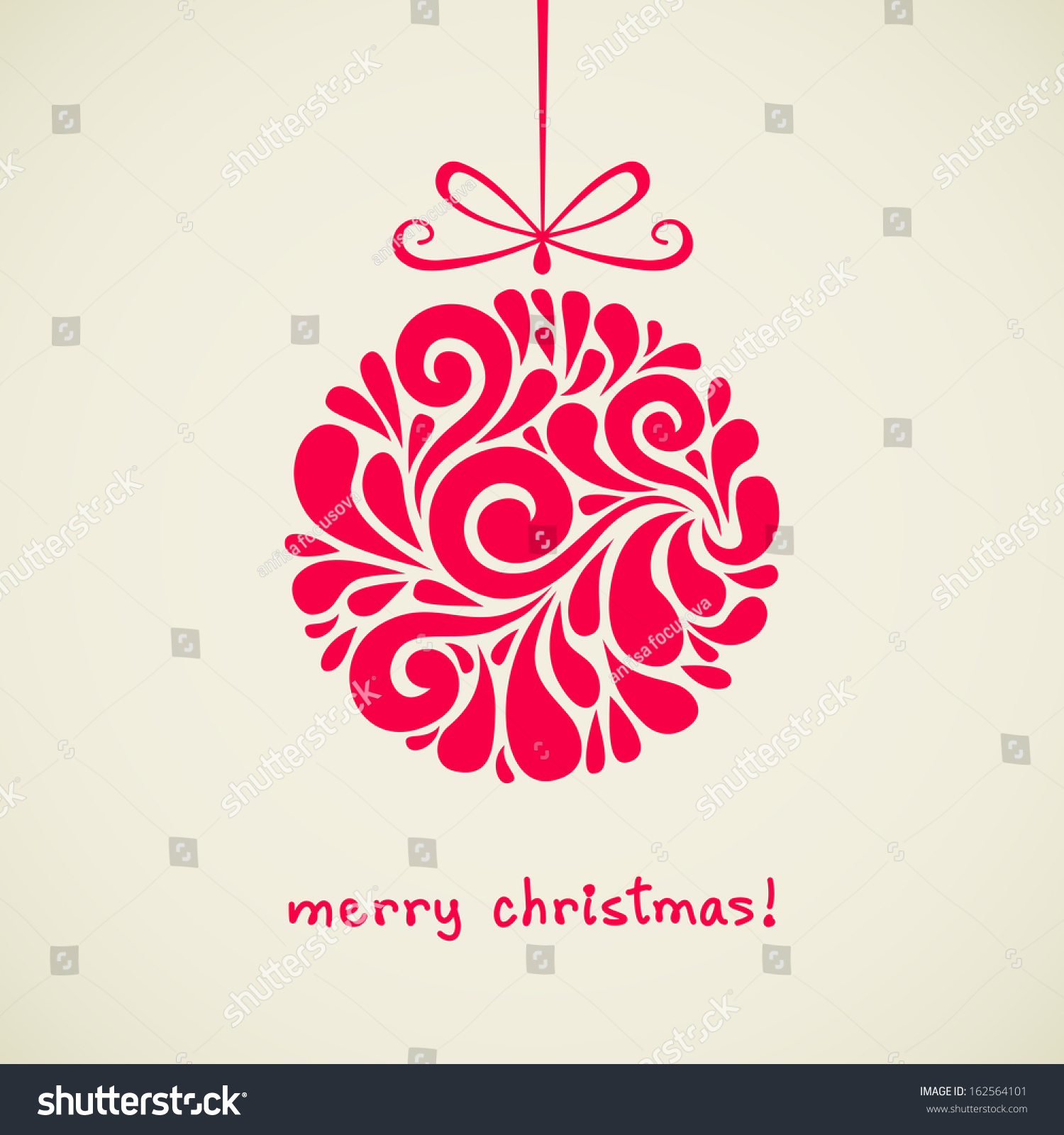 Vector Christmas Decoration Made From Swirl Shapes. Red Ball With Bow ...