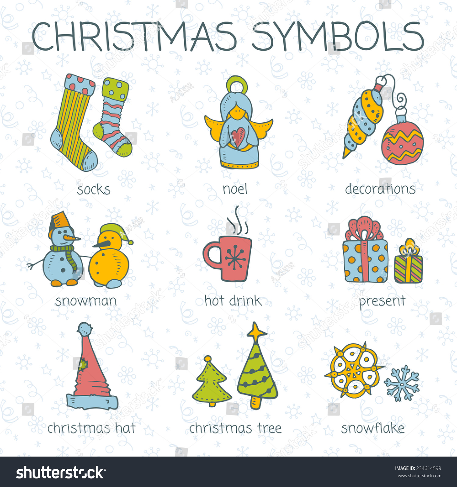 Vector Christmas Doodles Icons Eps10 Stock Vector (Royalty Free ...