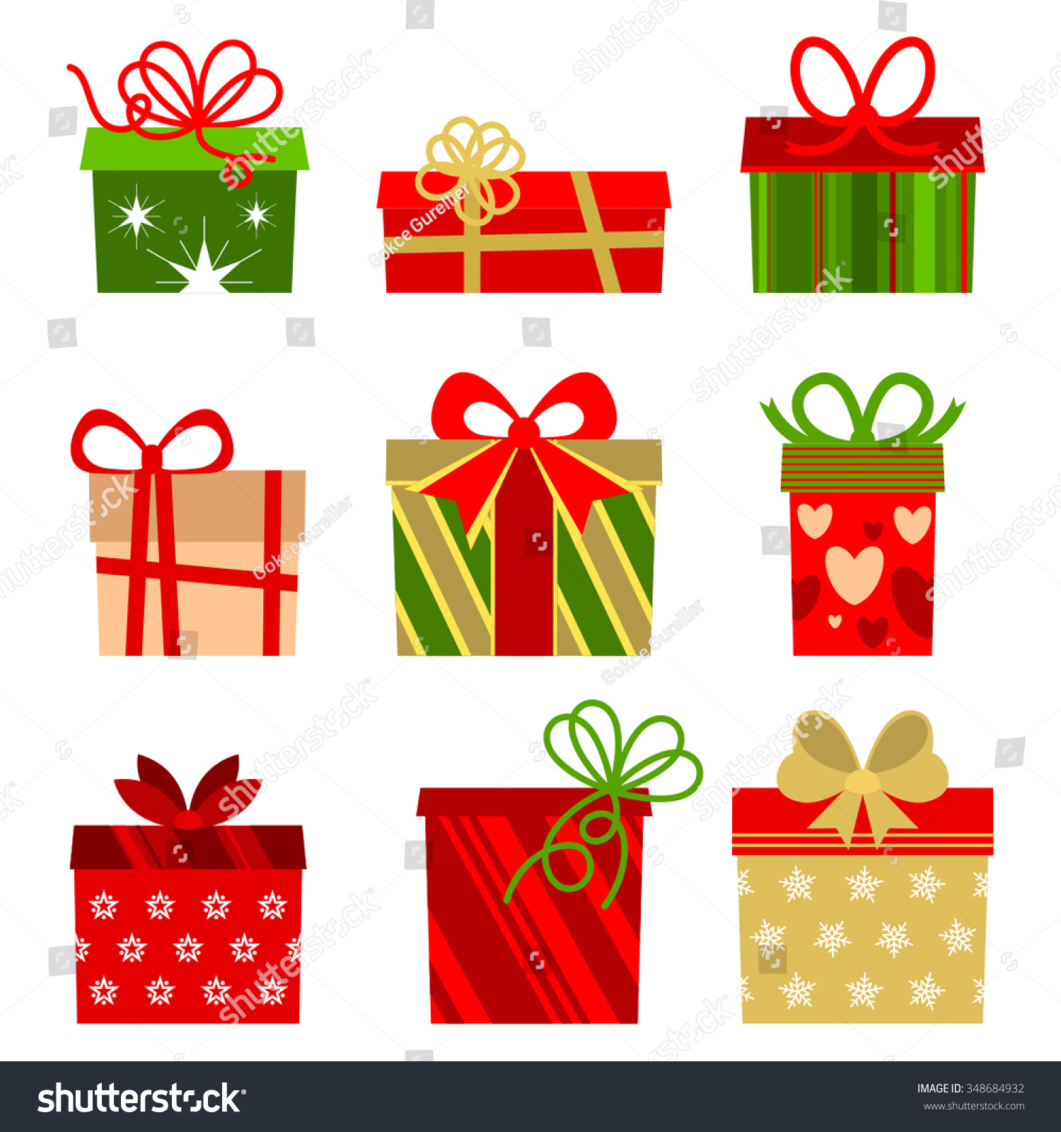 Vector Christmas Gift Box Set - 348684932 : Shutterstock