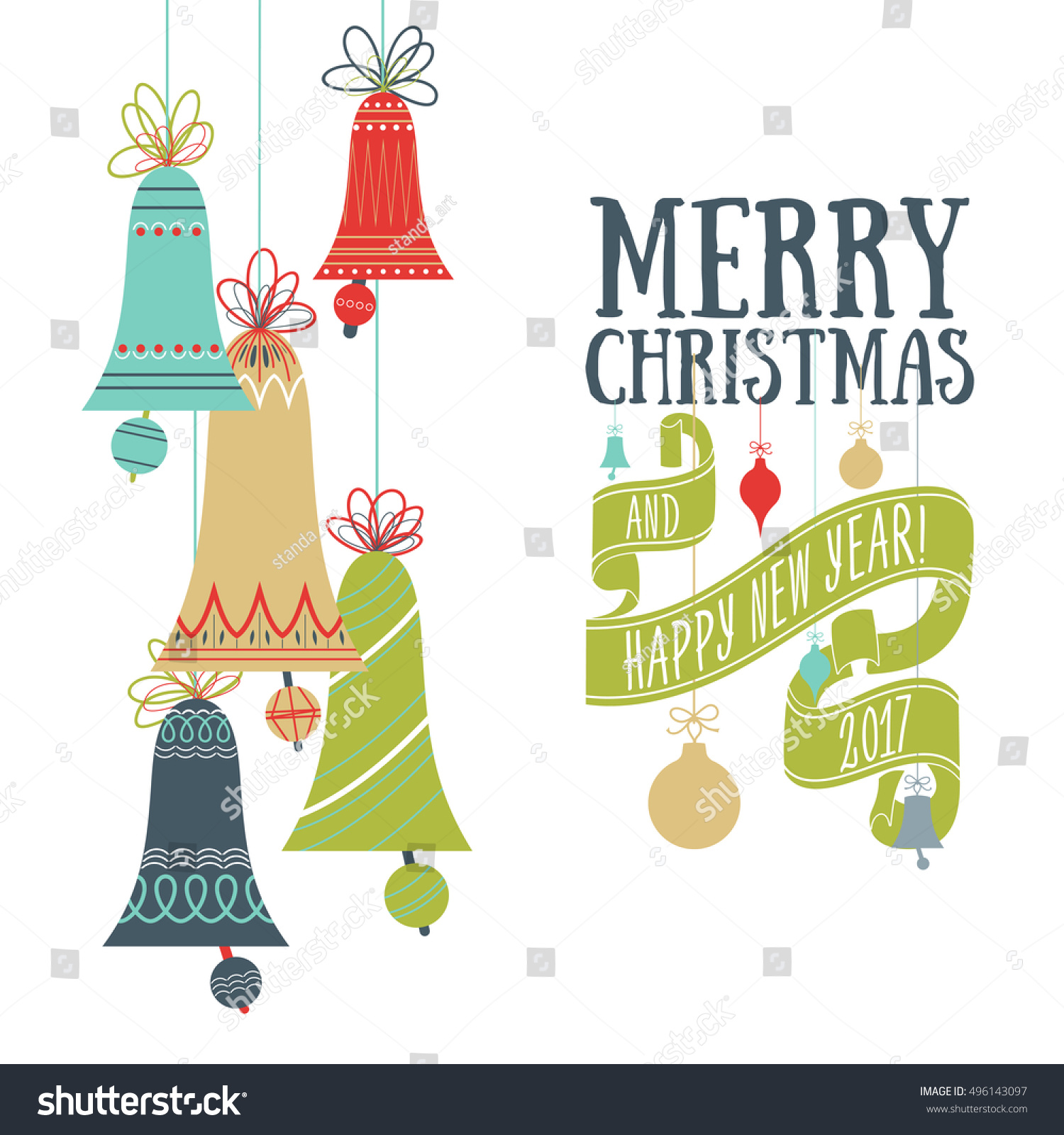 Vector Christmas Greeting Card - 496143097 : Shutterstock