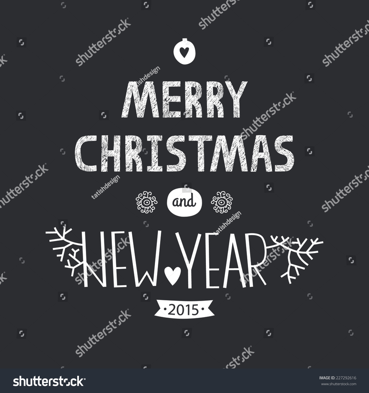 Vector christmas greeting card with new year lettering Illustration on black background 2015 EPS10