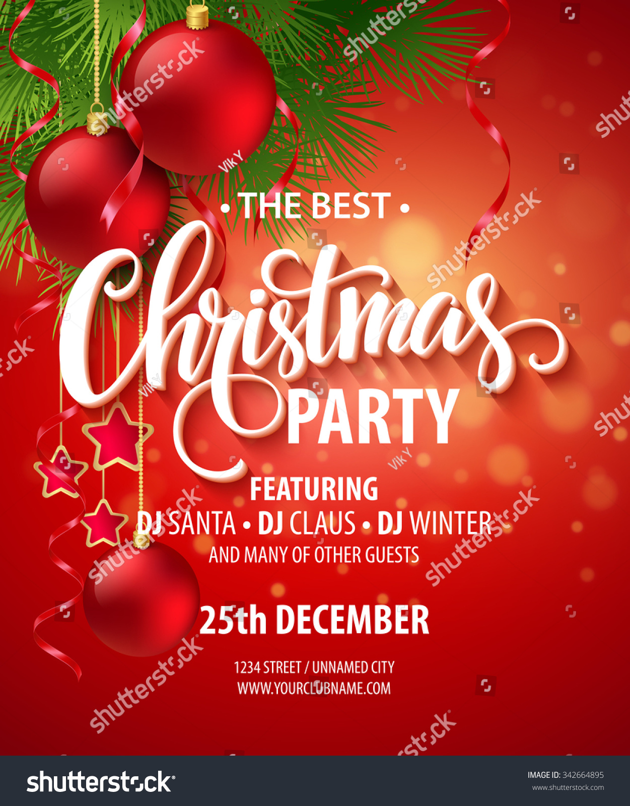 Vector Christmas Party Design Template Vector Stock Vector (Royalty ...