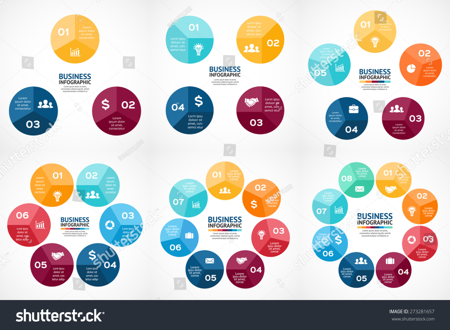 Vector Circle Infographics Set Template Cycle Vetor Stock Livre De Direitos 273281657 2240