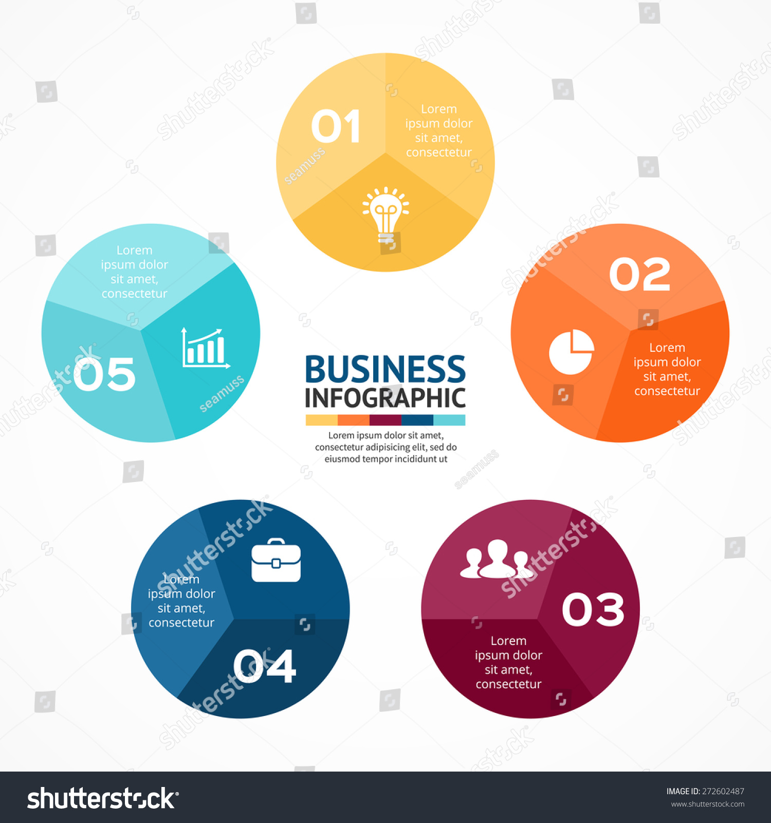 Vector Circle Pentagon Infographic Template Cycle Stock Vector (Royalty ...